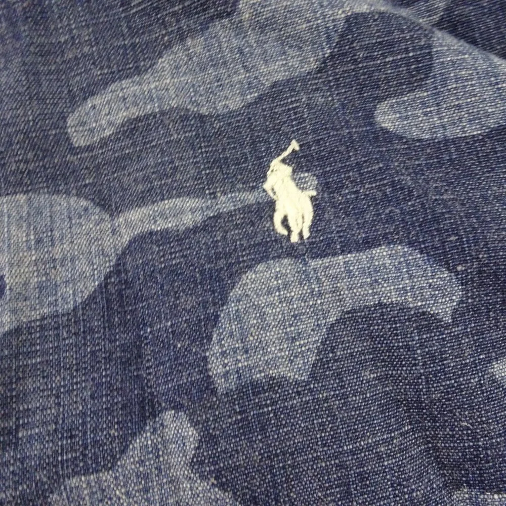 Ralph Lauren Kids Youth Boy Blue Camouflage Button Down Shirt Size 7